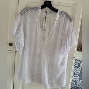Alice + Olivia white sheer blouse size small. NWT.